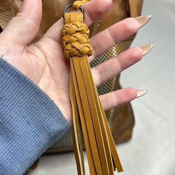 FRYE MELISSA LEATHER WOVEN STRIPED TOP HANDLE ZIP CROSSBODY SMALL TOTE BAG - Picture 11 of 14